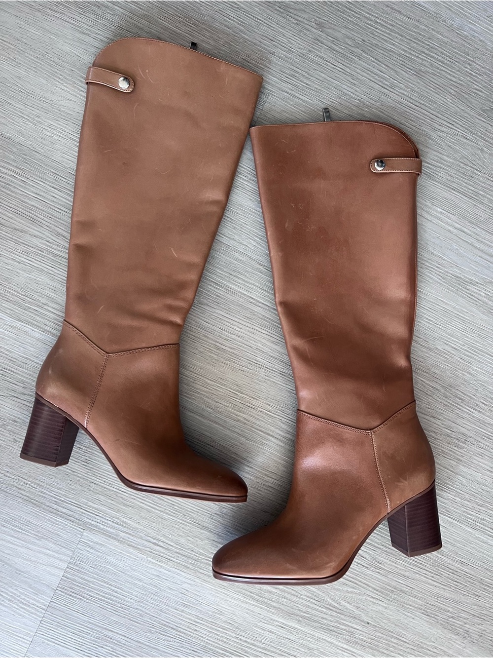Franco Sarto Women’s Tall Leather Block Heel Boots - Brown